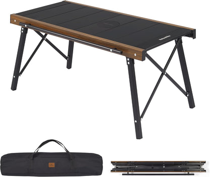 Folding camping table, portable outdoor IGT cooking system, ultra-light aluminum